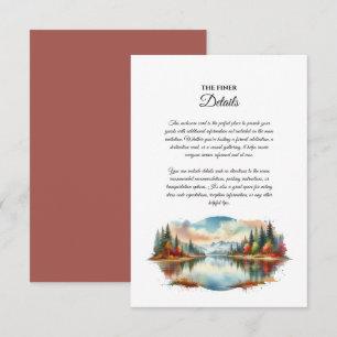 Tarjeta De Recepción Boda Forestal Rustic Otumn Lakeside