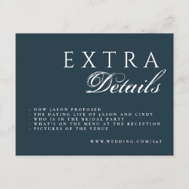 Tarjeta De Recepción Boda Formal Azul Marino con Detalles de Caligrafía
