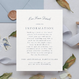 Tarjeta De Recepción Boda formal clásico elegante de la Marina Azul