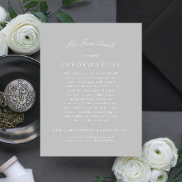 Tarjeta De Recepción Boda formal clásico elegante y gris claro