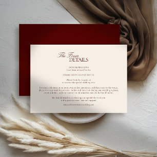 Tarjeta De Recepción Boda Formal de Mansión Clásica Moderna en Burgundy