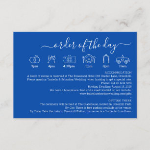 Tarjeta De Recepción Boda Formal Detalle Azul Cobalto Orden Del Día