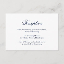 Tarjeta De Recepción Boda Formal Elegante Azul Marino Tradicional