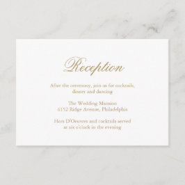 Tarjeta De Recepción Boda formal elegante de oro tradicional