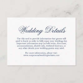 Tarjeta De Recepción Boda formal elegante tradicional de la Marina Azul