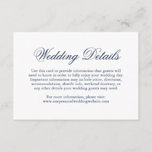 Tarjeta De Recepción Boda formal elegante tradicional de la Marina Azul