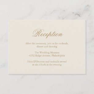 Tarjeta De Recepción Boda formal elegante tradicional de marfil