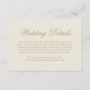 Tarjeta De Recepción Boda formal elegante tradicional de marfil