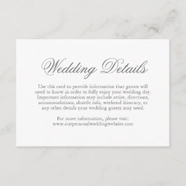 Tarjeta De Recepción Boda formal elegante tradicional gris