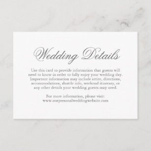 Tarjeta De Recepción Boda formal elegante tradicional gris