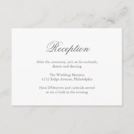 Tarjeta De Recepción Boda formal elegante tradicional gris