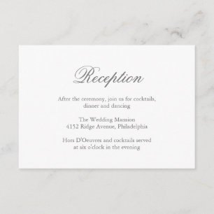 Tarjeta De Recepción Boda formal elegante tradicional gris