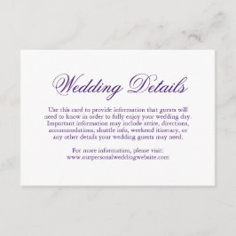 Tarjeta De Recepción Boda formal elegante tradicional púrpura
