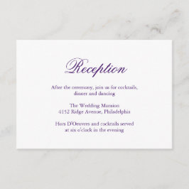 Tarjeta De Recepción Boda formal elegante tradicional púrpura
