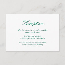 Tarjeta De Recepción Boda formal elegante tradicional verde esmeralda