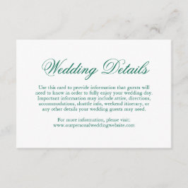 Tarjeta De Recepción Boda formal elegante tradicional verde esmeralda