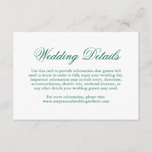 Tarjeta De Recepción Boda formal elegante tradicional verde esmeralda