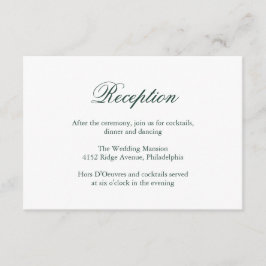 Tarjeta De Recepción Boda formal elegante tradicional verde forestal