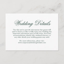 Tarjeta De Recepción Boda formal elegante tradicional verde forestal