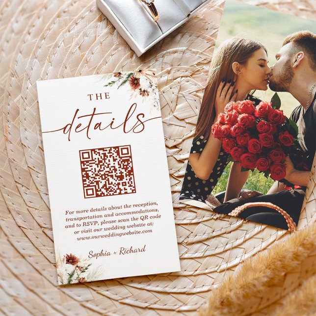 Tarjeta De Recepción Boda fotográfico con flores secas del otoño detall (Subido por el creador)