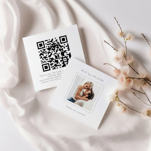 Tarjeta De Recepción Boda fotográfico cuadrado moderno Código QR RSVP