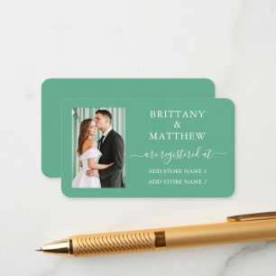 Tarjeta De Recepción Boda fotográfico de caligrafía Mint Green