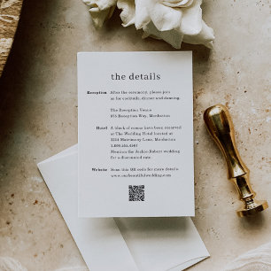 Tarjeta De Recepción Boda fotográfico de código QR moderno mínimo