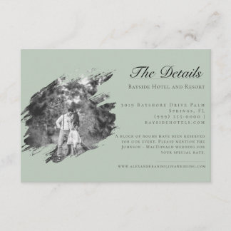 Tarjeta De Recepción Boda fotográfico de pincel moderno | Verde salvia
