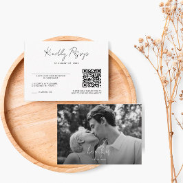 Tarjeta De Recepción Boda fotográfico mínimo Código QR Rsvp