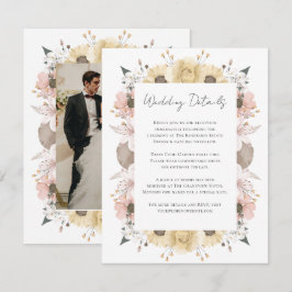 Tarjeta De Recepción Boda fotográfico romántico de Boho ruso floral neu