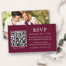Boda fotográfico simple minimalista QR Burgundy RS