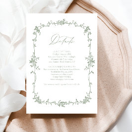 Tarjeta De Recepción Boda francés de foto verde de arcilla floral victo