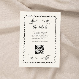 Tarjeta De Recepción Boda francés retro entrega detalles del código QR
