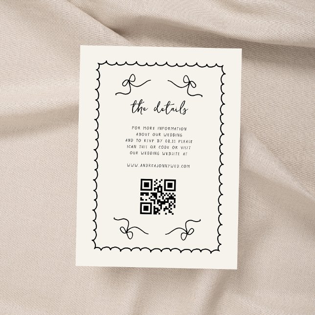Tarjeta De Recepción Boda francés retro entrega detalles del código QR (Subido por el creador)