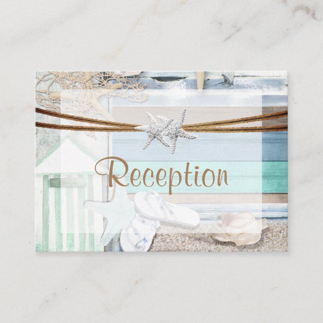 Tarjeta De Recepción Boda frente a la playa (Anverso)