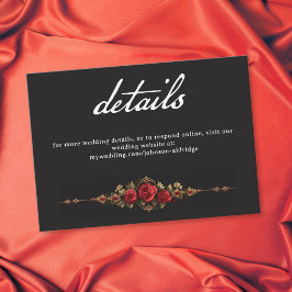 Tarjeta De Recepción Boda Frontera de Rosa Roja Gótica Hasta la Muerte