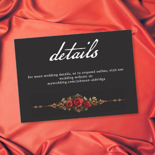 Tarjeta De Recepción Boda Frontera de Rosa Roja Gótica Hasta la Muerte