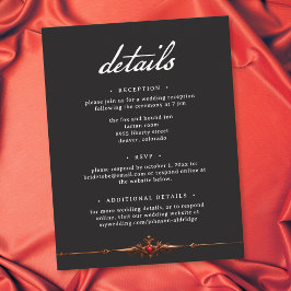 Tarjeta De Recepción Boda Frontera de Rosa Roja Gótica Hasta la Muerte