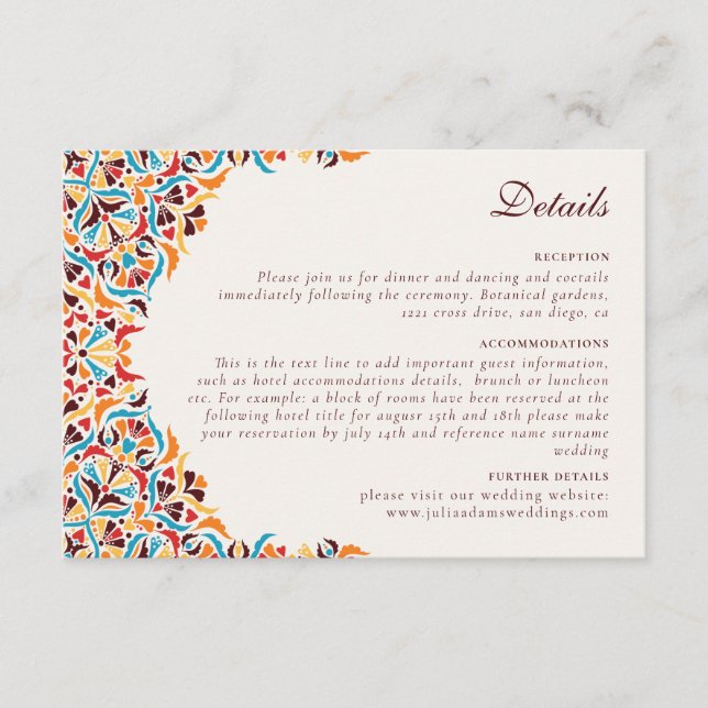 Tarjeta De Recepción Boda Fronterizo de Estilo Marfil De Lujo Brillante (Anverso)