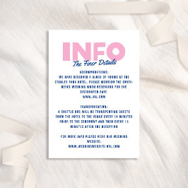Tarjeta De Recepción Boda Funky Colorful Blue Pink de tipo moderno y ne