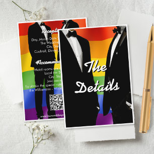 Tarjeta De Recepción Boda Gay Moderna y Elegante Arcoíris
