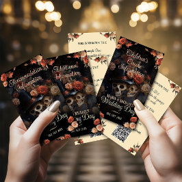 Tarjeta De Recepción Boda genérico de esqueletos de besos góticos del c