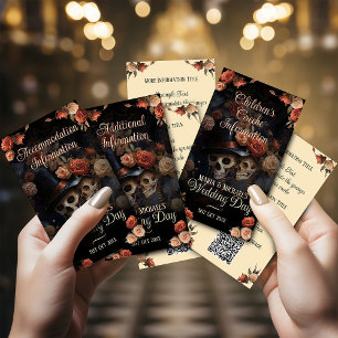 Tarjeta De Recepción Boda genérico de esqueletos de besos góticos del c