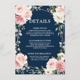 Tarjeta De Recepción Boda geométrica botánica rosa dorado marina
