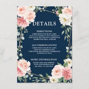 Tarjeta De Recepción Boda geométrica botánica rosa dorado marina