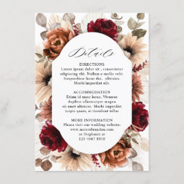 Tarjeta De Recepción Boda geométrica floral de terracota borgoña malva