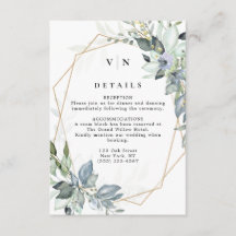 Boda geométrica rústica con vegetación verde y dor
