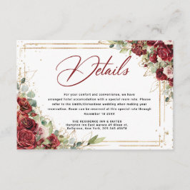 Tarjeta De Recepción Boda Geométrico Boho Rubor Burgundy Floral Gold