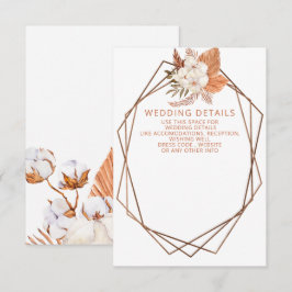 Tarjeta De Recepción Boda Geométrico Rustic Terracotta Boho Pampas