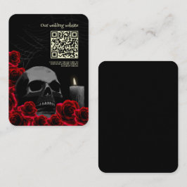 Tarjeta De Recepción Boda gótica con rosa roja